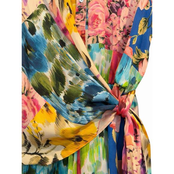 Zara Multicolor Topical Floral Satin Romper Women’s M Colorful Vacation - Picture 5 of 12